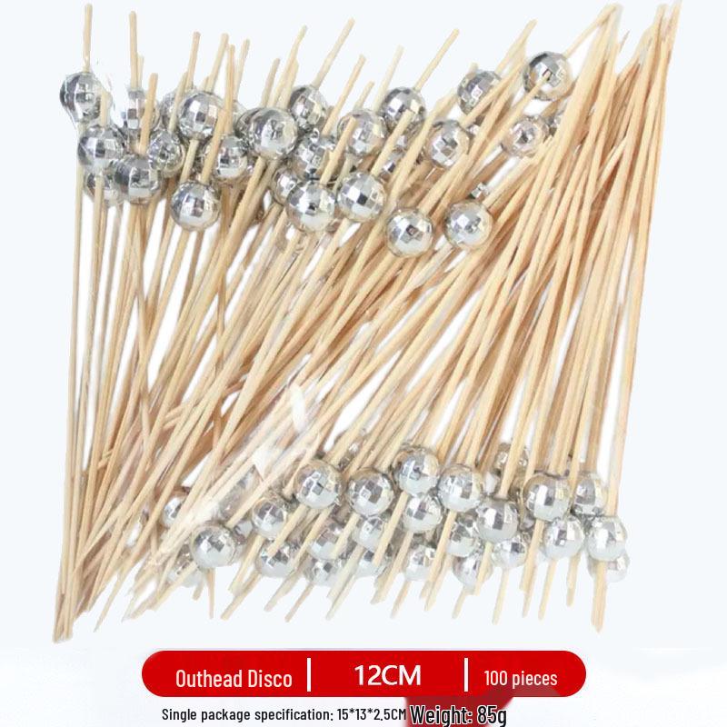 12CM Bamboo Pearl Skewers: Creative Cocktail and Fruit Plate Decor Toothpicks