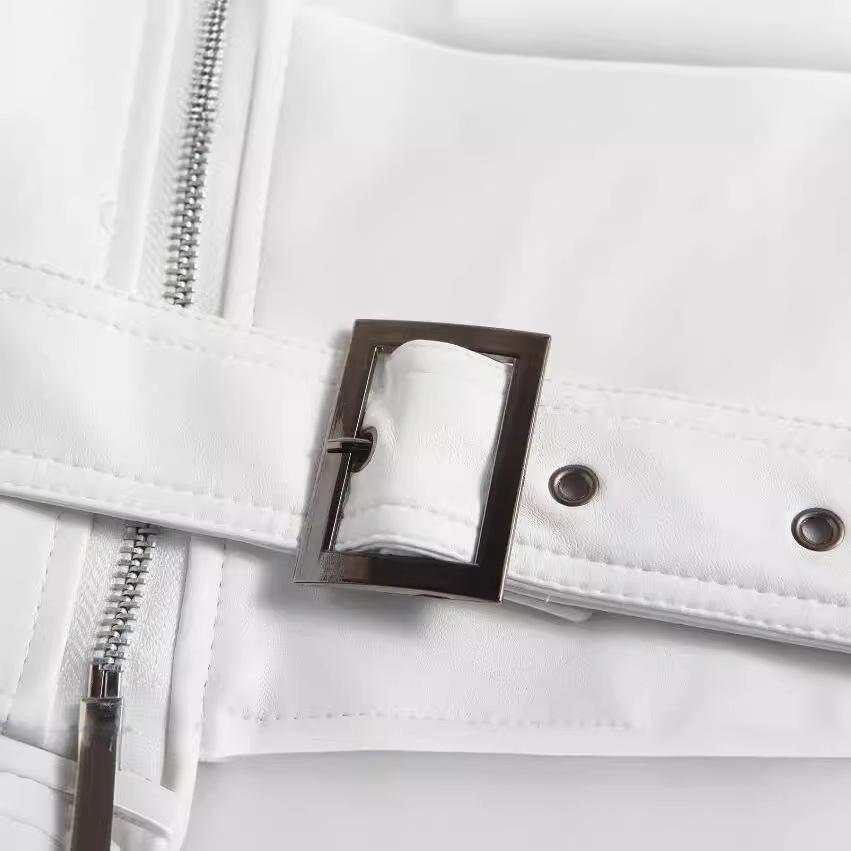Men's White PU Leather Jacket - Stylish & Trendy Design