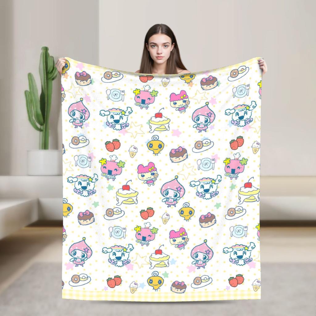 Japanese Cute Tamagotchis Blanket Flannel Funny Breathable Throw Blanket for Coverlet Autumn/Winter