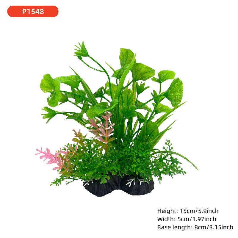 1PCS Aquarium Decor Set - Vibrant Green Plastic Plant Ornaments - Fish Tanks, Durable Pvc Material 15cm/5.9inch