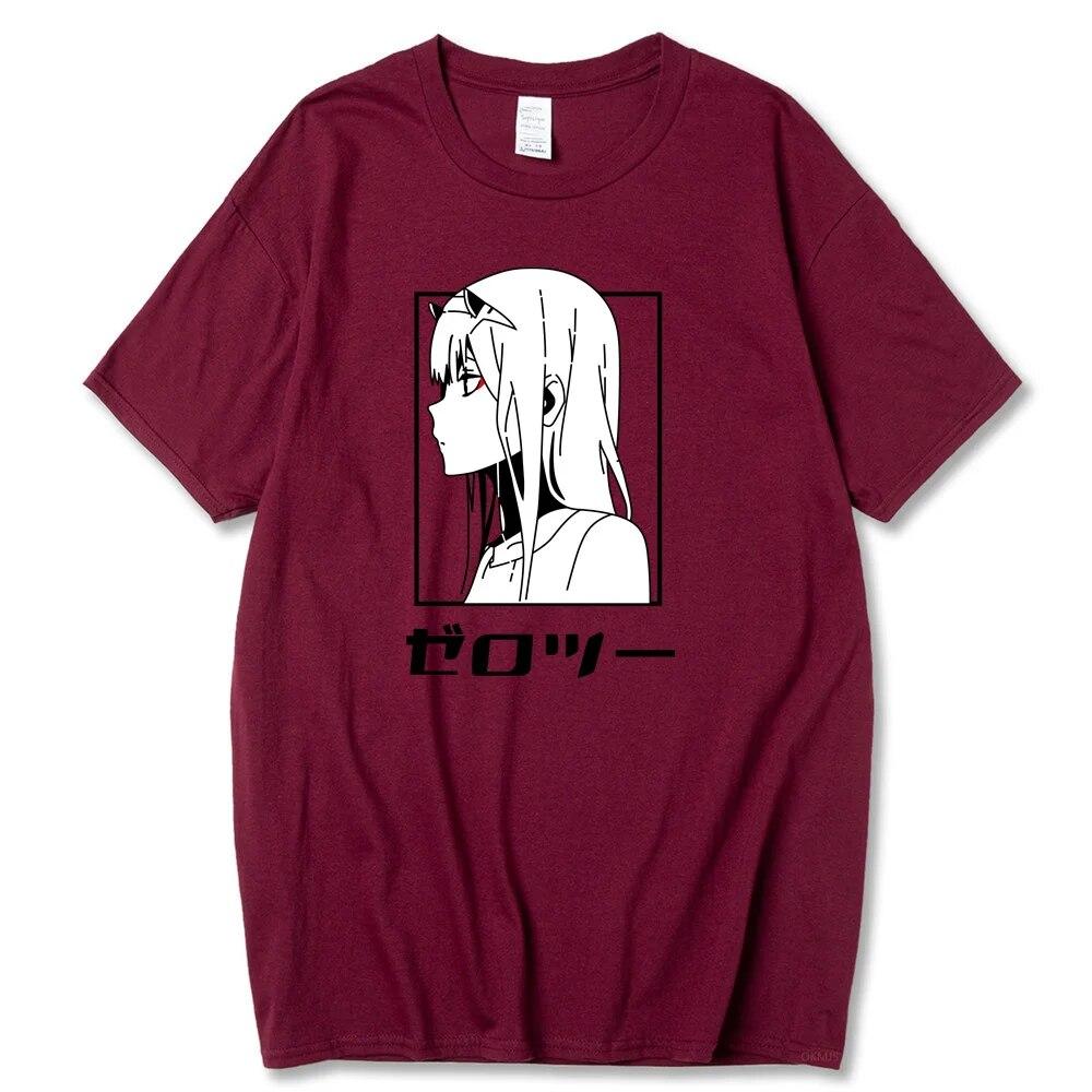 Tricou cu anime japonez Darling In The Franxx unisex Kawaii Cartoon Zero Two Tricou Harajuku Unisex Topuri Unisexga Tricou grafic Bărbați Unisex