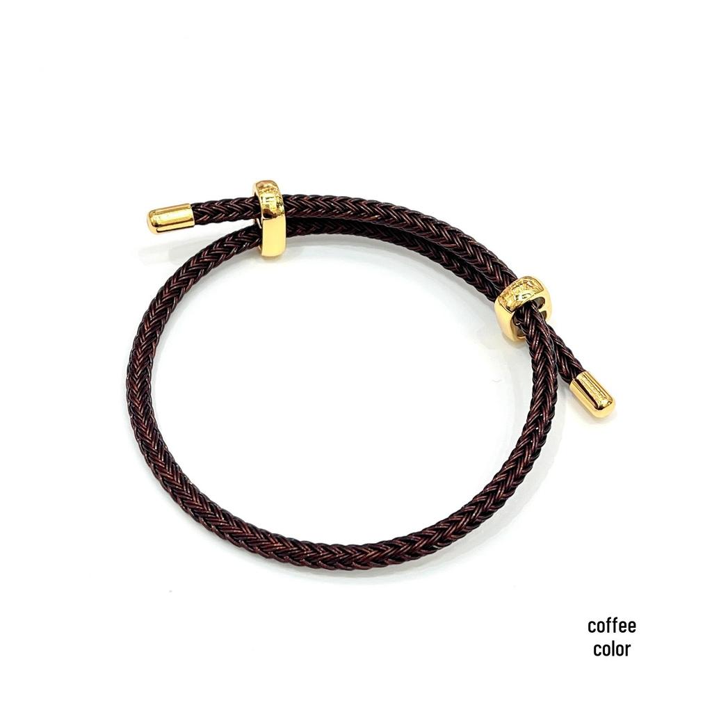 3mm Adjustable Steel Hand Rope Bracelet with Figure-Eight Buckle, Hard Gold Lucky Pixiu Beads, Red Rope Zodiac Design