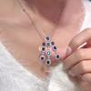 Luxury Blue Diamond Long Earrings Royal Blue Sapphire Necklace Pendant Set for Women Elegant Goddess Jewelry