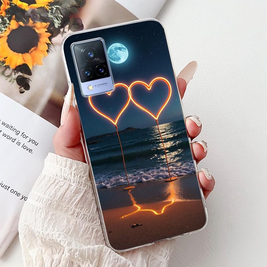 For Vivo V21 4G Case V2066 V2108 New Luxury Flowers Painted Cover Soft Slim Phone Case For Vivo V21e V2061 V 21 VivoV21 e Fundas