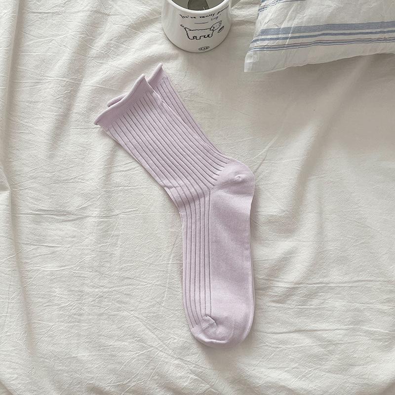 

Женские летние тонкие сетчатые дышащие однотонные универсальные гольфы до середины икры с отворотом 1 pair фиолетовый