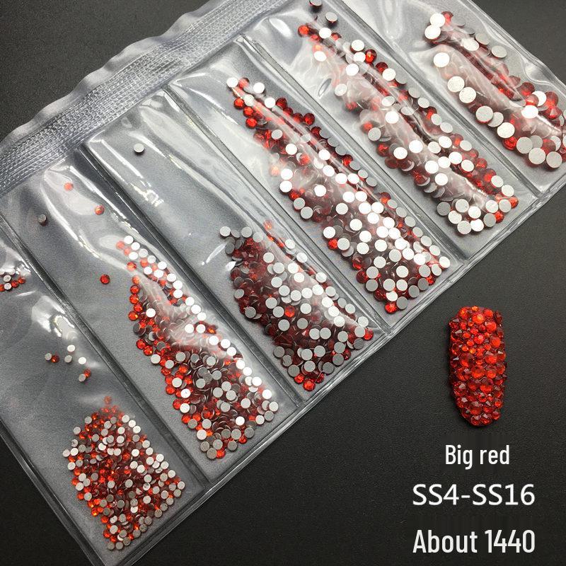 6-Grid Flat-Back Nail Art Rhinestone Set (1440pcs) - Mixed AB & Clear Glass Rhinestones Nail Decorations