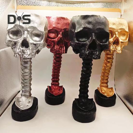 Skull Planter with Spine Stand Realistic Resin Skull Flower Pot Gothic Home Decoration Halloween Candy Bowl for Home Office Decor