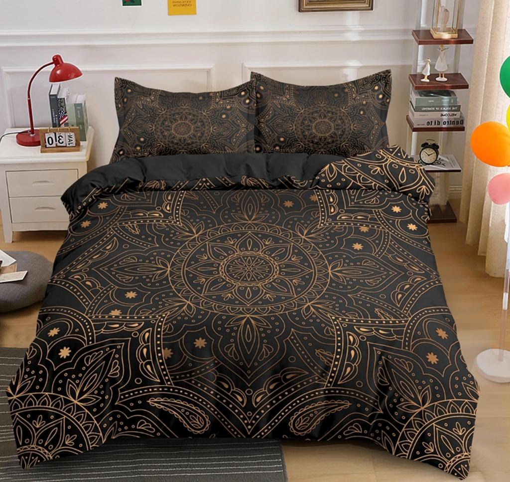 King Size Mandala Duvet Cover Queen King Quilt Cover Psychedelic Bohemian Luxury Bedding Set 3 Piece Set With 2 Pillowcases