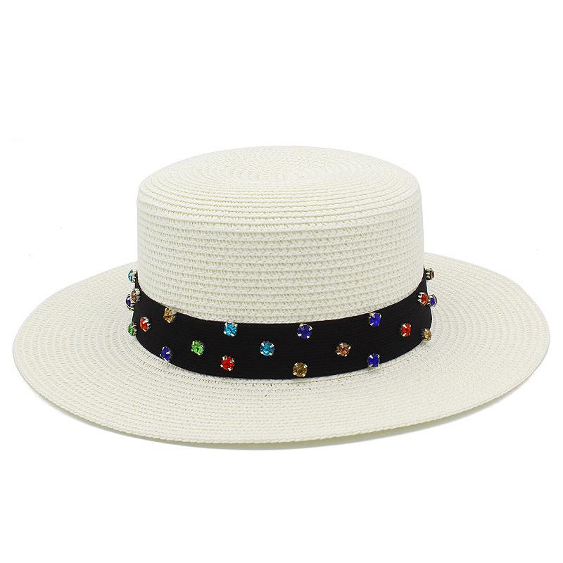 High-quality women's flat-top Panama straw hat summer explosion sunscreen top hat new hat stall