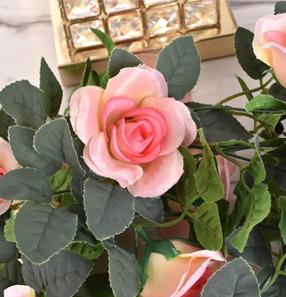 2pcs 86.61inch Artificial Garland - White Roses & Faux Ivy for Outdoor Weddings, Garden Backdrops & Christmas Decor