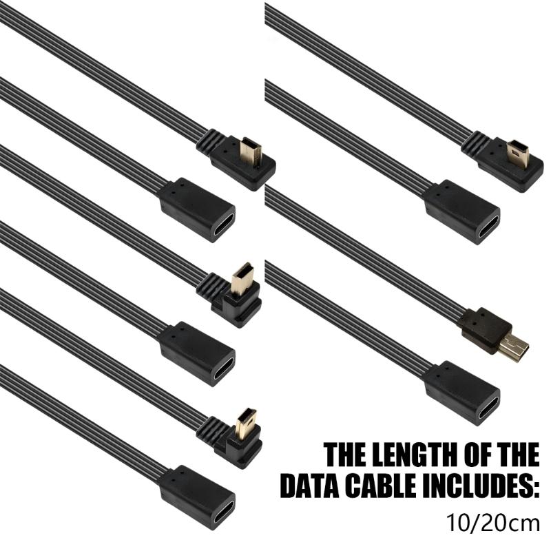 26AWG Type C Female To Mini USB Male Charging Cord 480Mbps Data Transfer Cable Wire for Tight Space and Various Devices