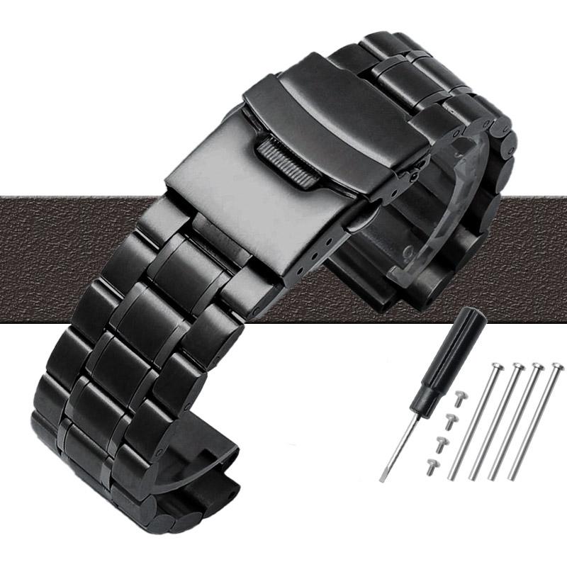 

For TIMEX T2N720 T2N721 TW2R55500 T2N739 Stainless Steel Watchband Men s Watch Strap 24*16mm Lug End Metal Bracelet Black Silver 24x16mm
