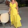 Sexy Elegant Hollow Out Ruffle Party Dress Summer Flower High Street Slim Long Dresses Fashion Chic Sweet Backless Beach Clothing