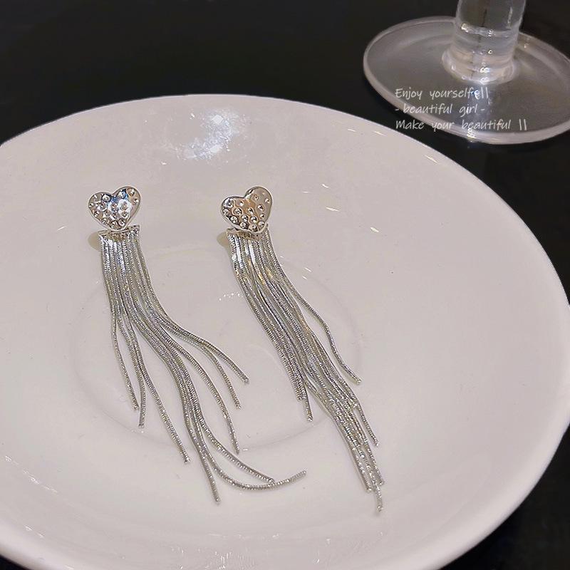 S925 Silbernadel Lange Quaste Liebe Ohrringe - High-End Luxusdesign für Frauen