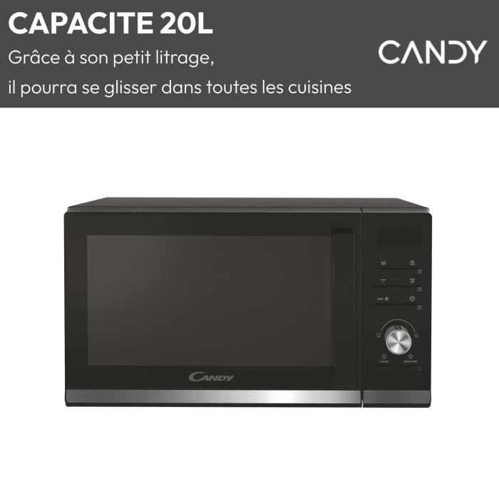 Micro-ondes Gril Candy Moderna CMGA20TNDB 700W 20L Digital Noir - Fonction Décongélation - 11 Niveaux de Puissance - 19 Menus Auto