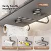 Paper Towel Holder Under Cabinet, Strong Adhesive Kitchen Roll Dispenser, Space-Saving Sponge & Towel Hanger for Sink