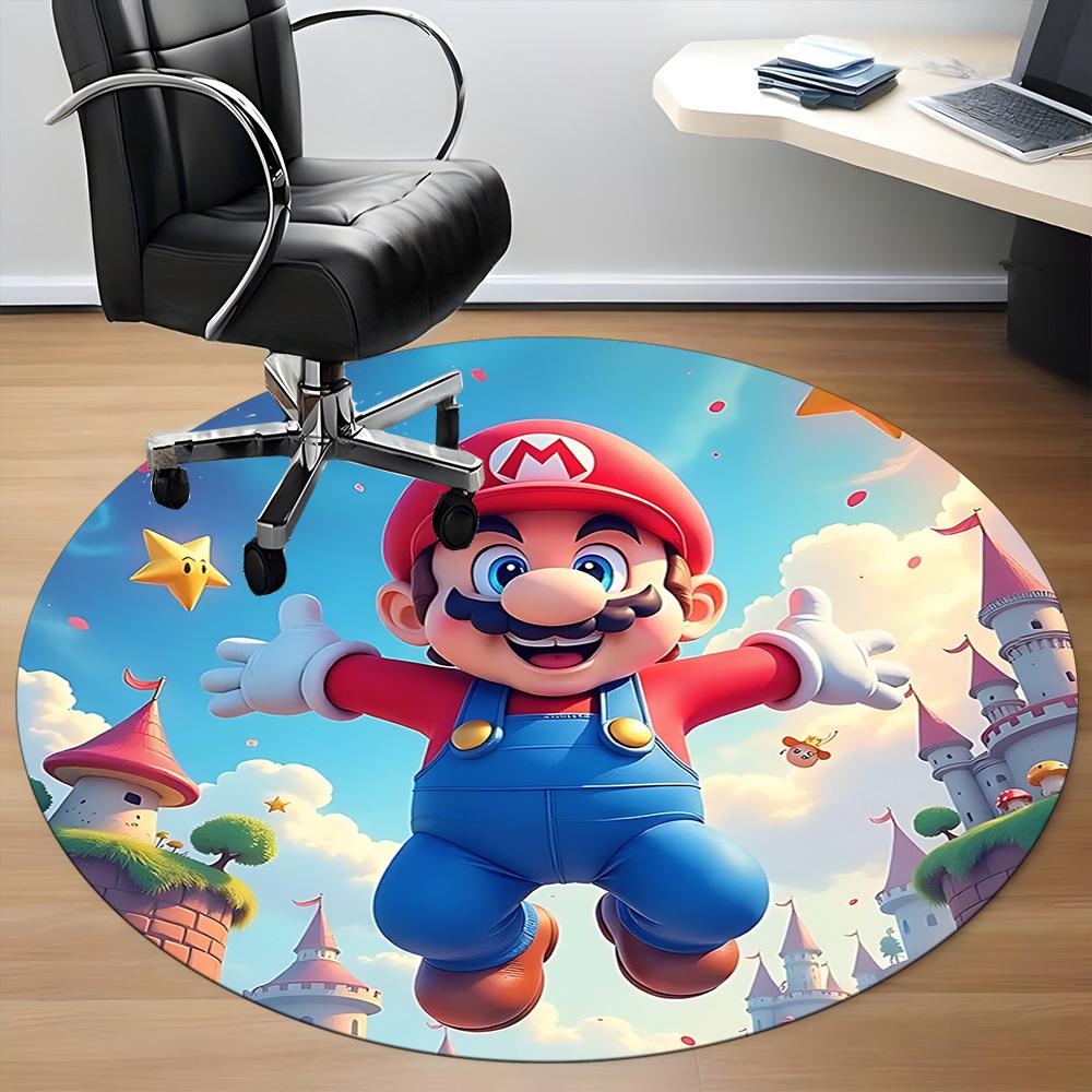 M-Mario Office Round Area Rug, Under Office Chairs Bedroom Living Room Home Decor a1016252