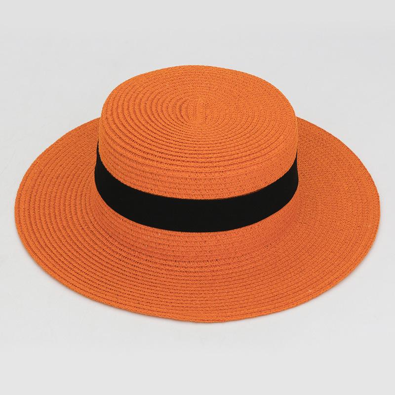 20 Color Square Buckle Round Straw Hat Summer Travel Sunshade Breathable Cap