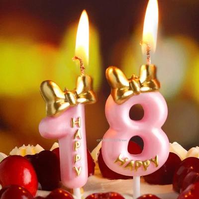 Lumânare Drăguță cu Fundă Număr de Ziua de Naștere Băieți Fete 0-9 Număr Decor Tort Lumânări Digitale Topper Cupcake Consumabile pentru Decorarea Petrecerii