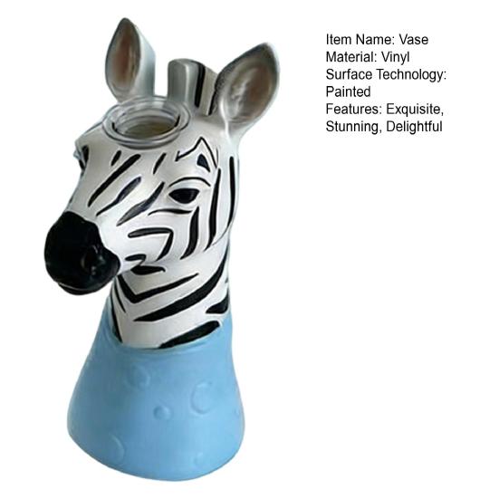 Vaso a Testa di Animale Carino Moderno Faccia di Giraffa Zebra Vaso da Fiori per Ingresso Casa Soggiorno Decorazione da Tavolo
