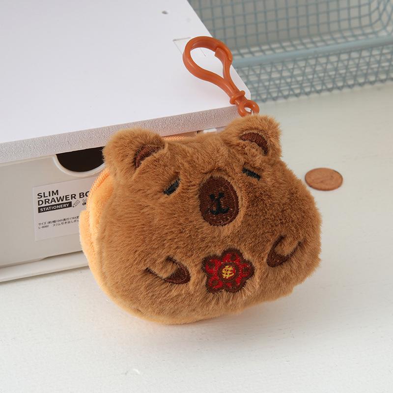 New Creative Capybara Anime Plush Coin Purse Fashion Kawaii Mini Coin Purse Round Cartoon Bags Pendant