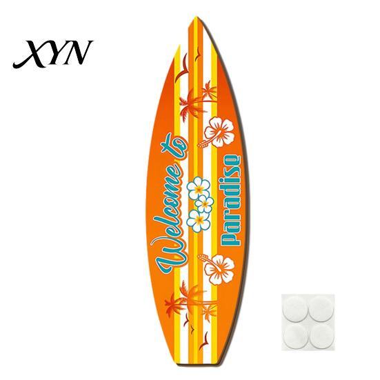 Wooden Surfboard Sign Hawaiian Wall Art, Tropical Beach Decor Sign, Summer Aloha Theme Hanging Plaque Durable for Living Room Kids Room, Coastal Ocean