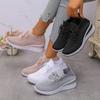 Women's Platform Knitted Sneakers, Wedge Sole Mesh Athletic Shoes, Non-Slip Casual Flats In Stock