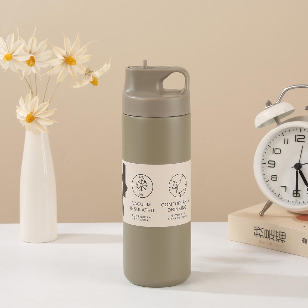 Japanese Minimalist Spout Cup for Boys and Girls Portable Stainless Steel Strap Japanese High-end Sports Spout Cup Water Bottle