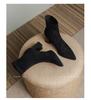 Women's Genuine Leather Suede Chunky Heel Ankle Boots - Pointed Toe, Slimming Design, 2025 Autumn/Winter Collection