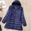 Plus Size White Duck Down Jacket Light-weight Down Jacket Women Inner Cloth Coat Ladies Long Winter Hat Hooded Femal