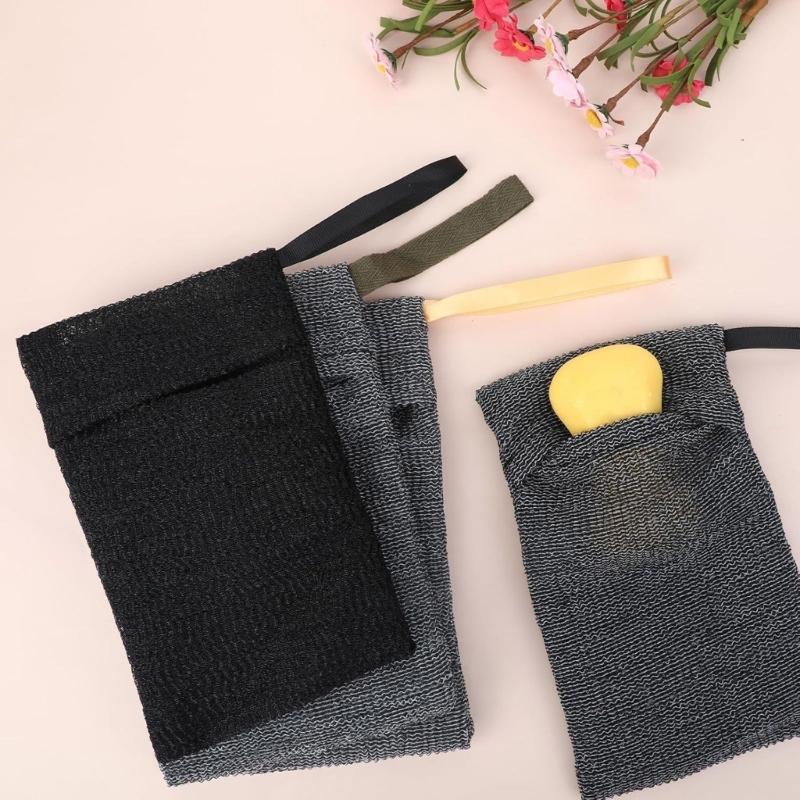 Reusable Soap Holder Exfoliating Mesh Soap Pouch Bath Accessories Hanging Loop for Space Saving Durability Nylon Mesh