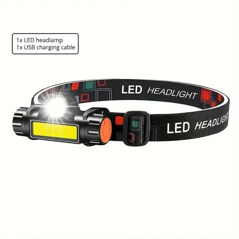 Portable LED Powerful Headlamp Waterproof Adjustable Rechargeable Built In Battery Headlamp for Outdoor Camping Fishing Hiking
