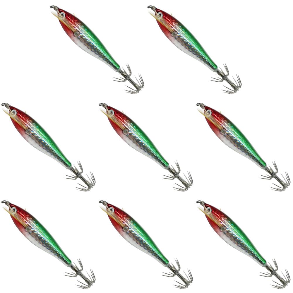2-10PCS 5.5g Laser Luminous Floating Horizontal Wood Shrimp Lure Squid Jigging Shrimp Hook Octopus Cuttlefish Fishing Baits