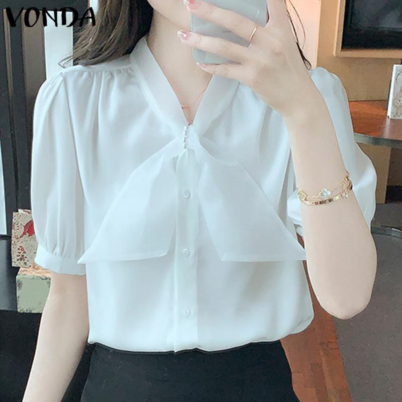 

Летние женские топы VONDA с ​​пышными рукавами и бантом