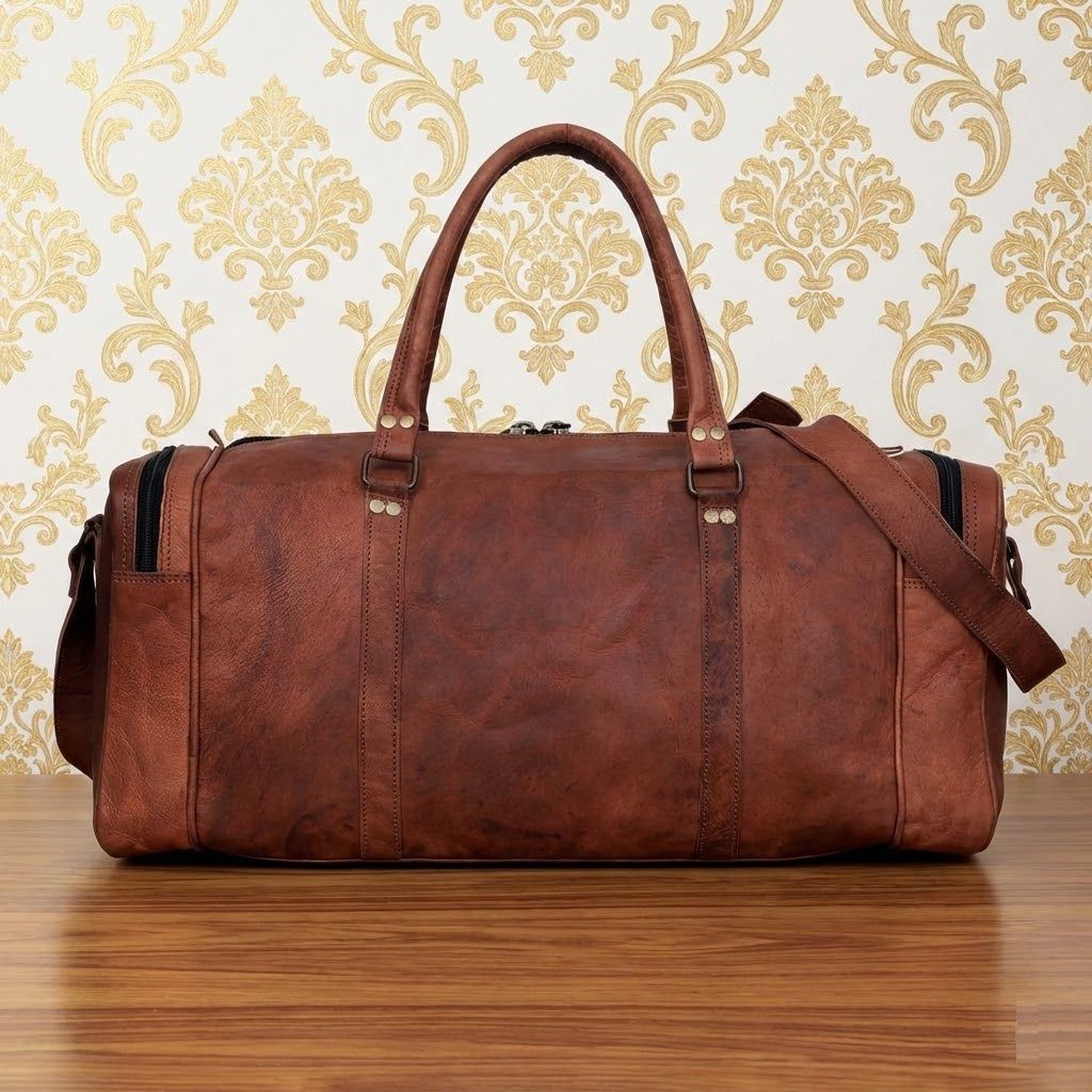 Handmade Leather Duffel Bag Men Women, Personalised Leather Duffel Travel Gym Duffle Bag - Christmas Gift