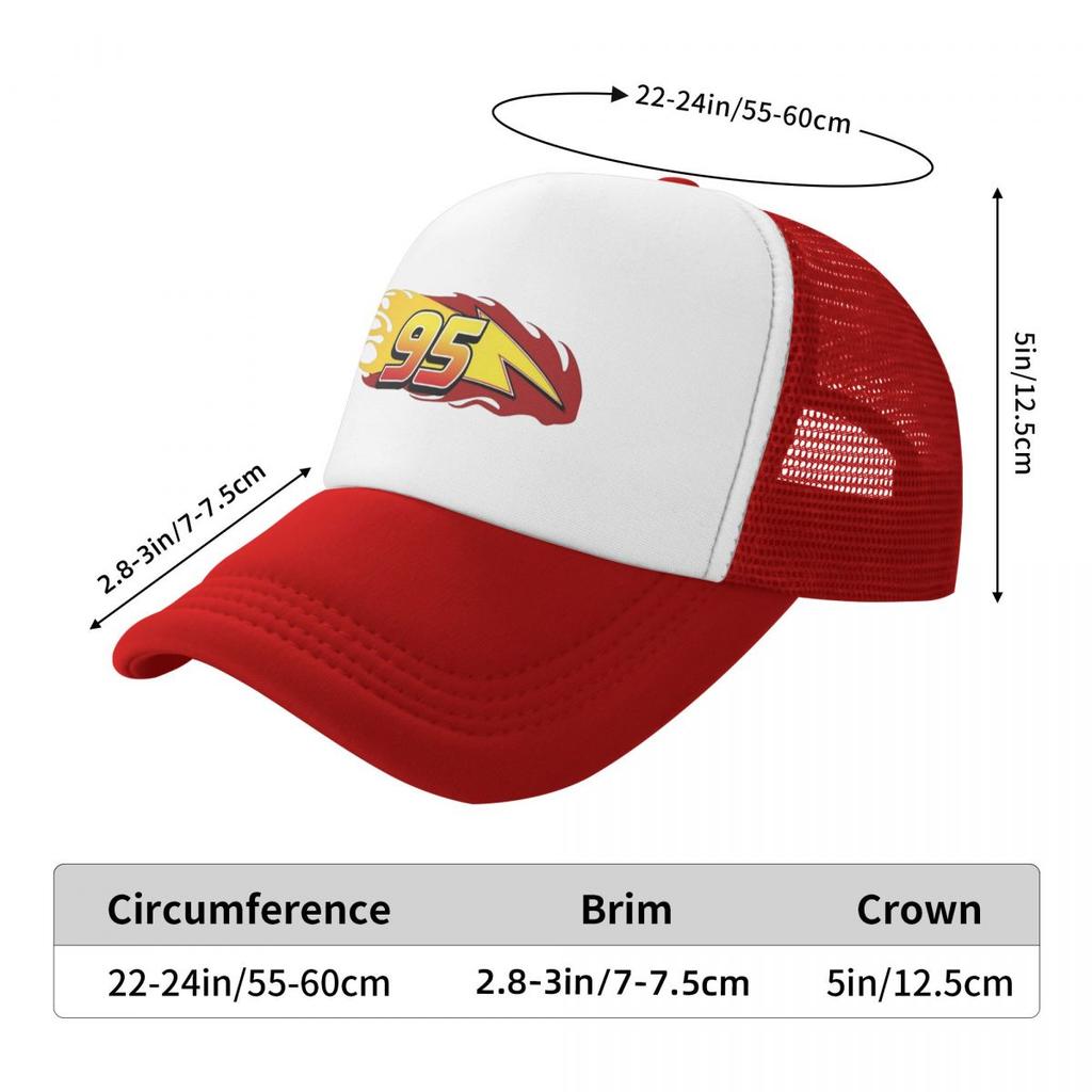 Lightning Mcqueen Number 95 Fire Sally Mesh Caps Merch for Men Women Adjustable Snapback Mesh-Back Summer Breathable Hats