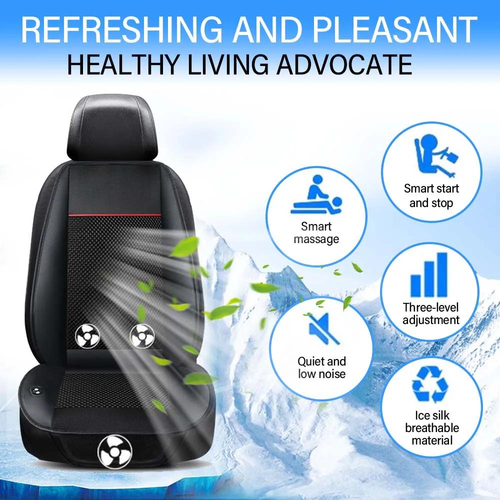 12V Car Seat Ventilated Massage Cushion Air Conditioning Cooling With Fan Hair Dryer Seat Car Summer Massage Seat Black