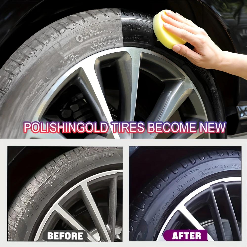 Long-Lasting 150ml Black Tire Wax Polish - Universal Rubber & Plastic Restoration with Applicator Sponge