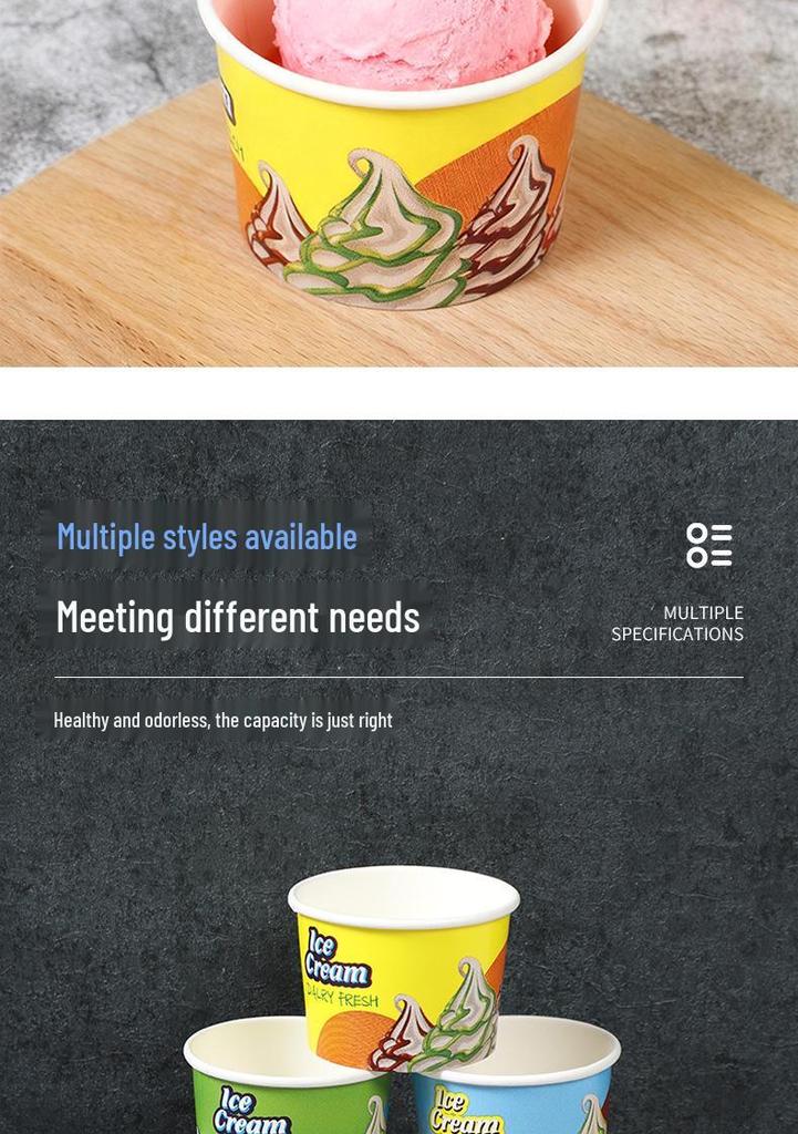 Disposable Ice Cream and Yogurt Paper Cups and Bowls for Tasting