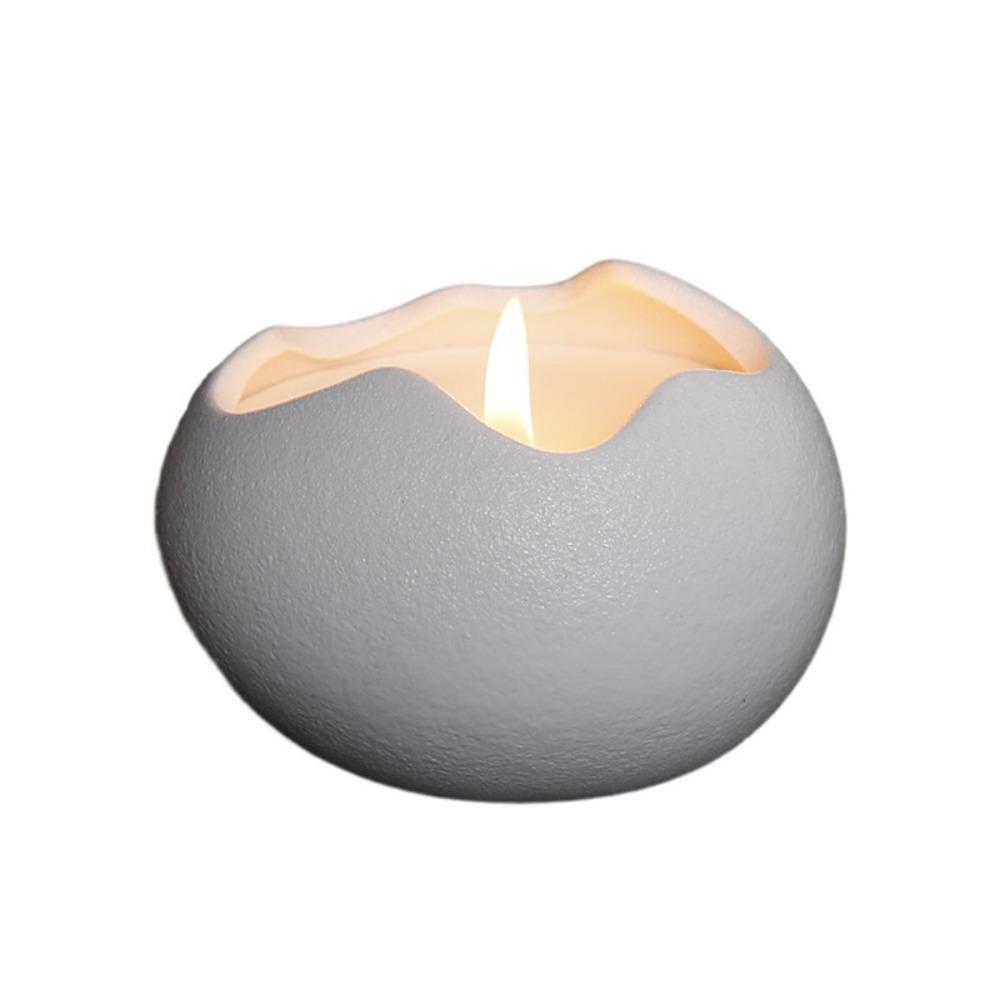 

Easy to Use Egg Shaped Candlestick Cute Ceramic Aromatherapy Holder Eggshell Candle Holder Bedroom белый