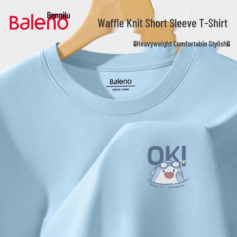 Baleno Men s Waffle Texture Round Neck Short Sleeve T-Shirt 4XL