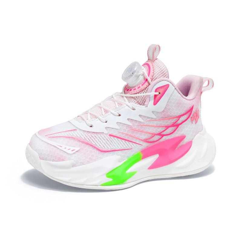 Kids Basketball Shoes Boys Girls Lightweight Breathable Training Sneakers With Anti-Slip Sole Shock Absorption