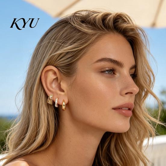 Gold Ear Cuff No Piercing 3 Pairs Cuffs, Minimalist Metal Hollow Zirconia Clip-on Earrings Non Cartilage for Women, Fashionable Pierced Jewelry Daily