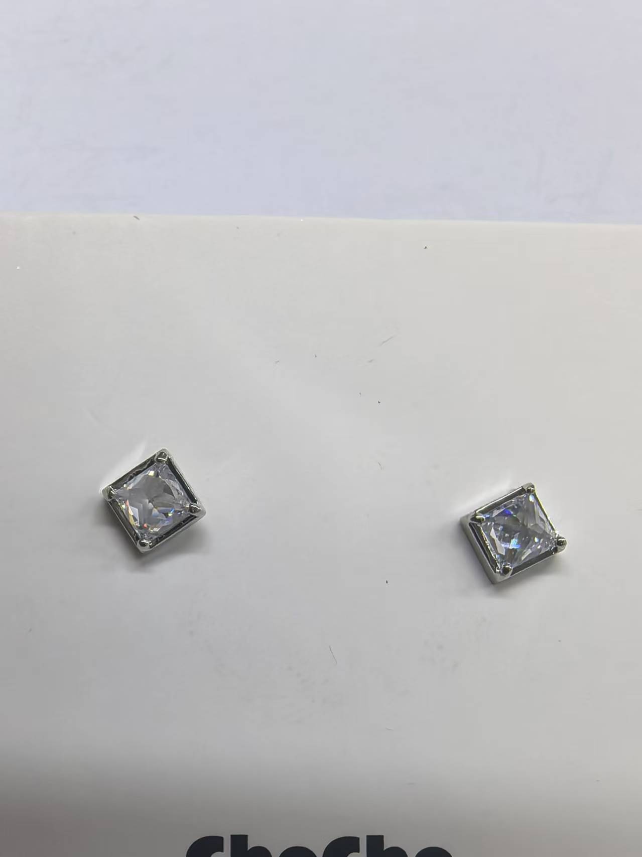 S Silver Needle Delicate Zircon Set Earrings Women s Tide Korea New Love Square Zirconium Simple Set Earrings Earrings