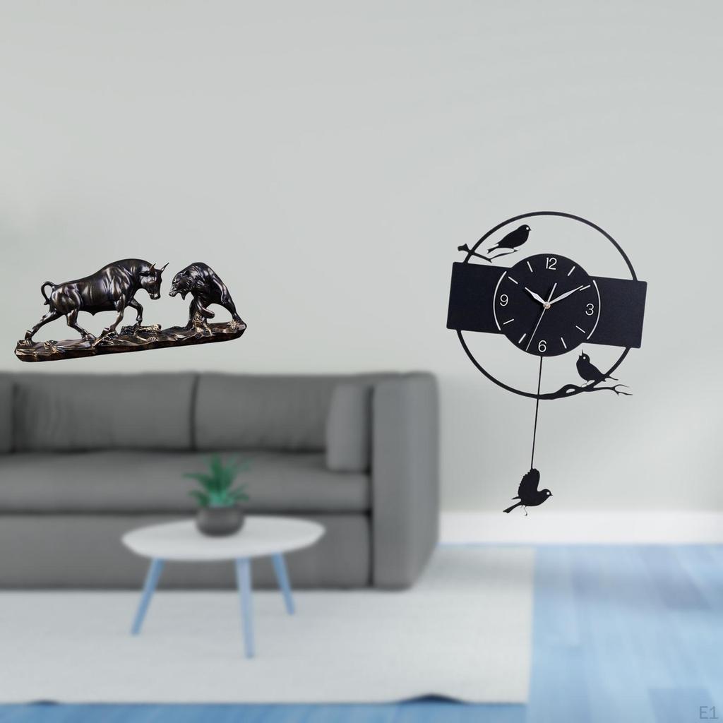Modern Feng Shui Animal Sculpture And Minimalist Bird Wall Clock Artwork for Desk Living Room