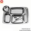 304 Stainless Steel 5-Compartment Divided Meal Tray Set