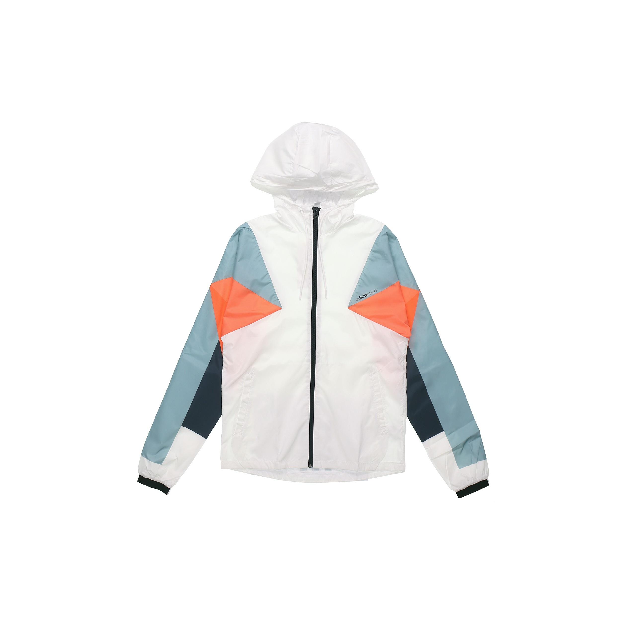 adidas neo hooded Zipper Windproof Jacket White / Blue Men s DW8109 L