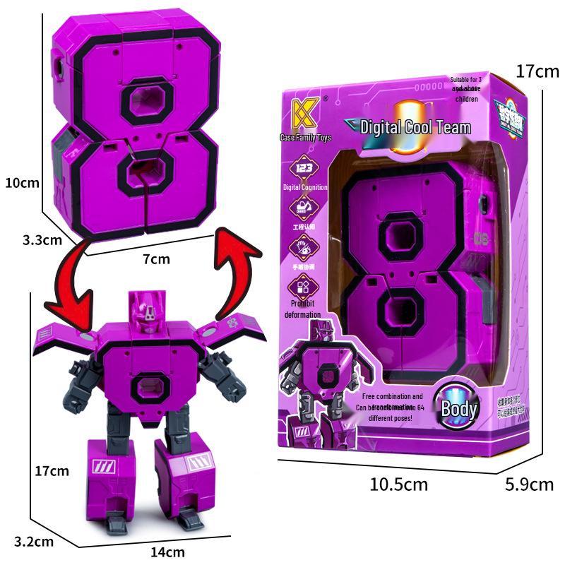 Number Transforming Robot Toy Set for Kids: 0-9 Educational Assembly for Elementary Students