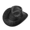 Glitzerndes Cowboyhut Unisex Westernstil Breiter Rand Fedora Hut für Party Festival Cosplay