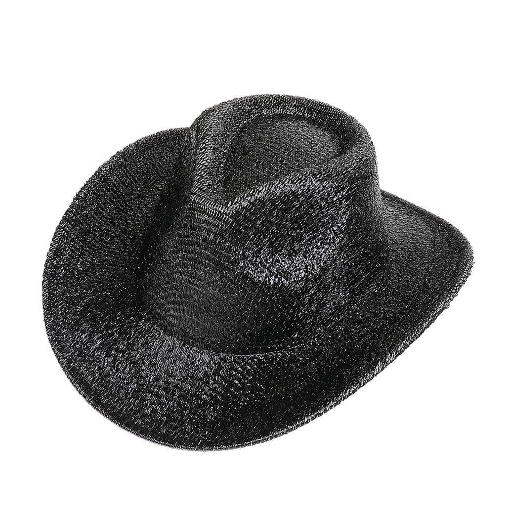 Glitzerndes Cowboyhut Unisex Westernstil Breiter Rand Fedora Hut für Party Festival Cosplay